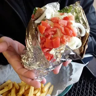 "Super" gyro! Whole pound of meat under there!