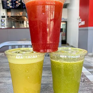 three cups of juice