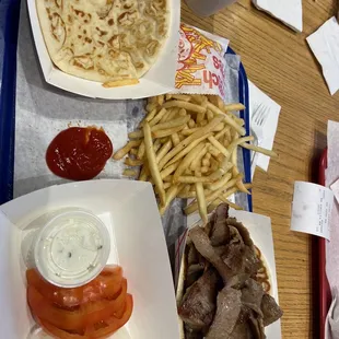 Gyro sandwich combo everything on side with extra pita bread and best fries for me in long time