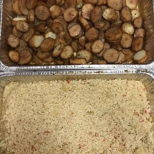 Greek potatoes and rice pilaf