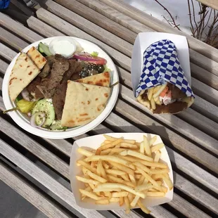 Americano Traditional Lamb Gyro and Lamb Greek Salad