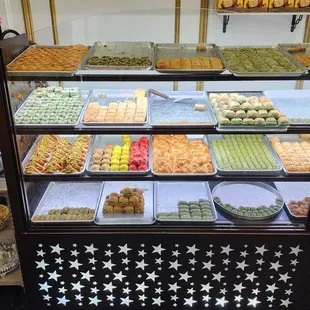 a display of various sweets