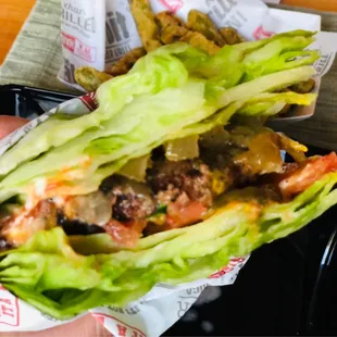 Trying out lettuce wrap burger...it's ok.