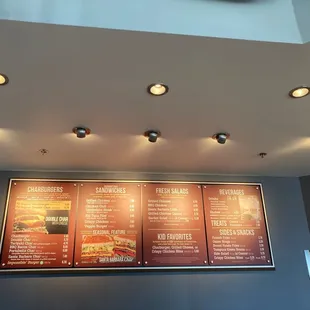 a menu on the wall