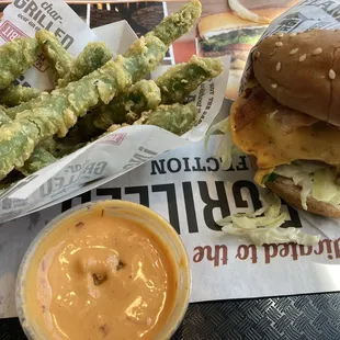 BBQ Bacon Burger with Fried Green Beans