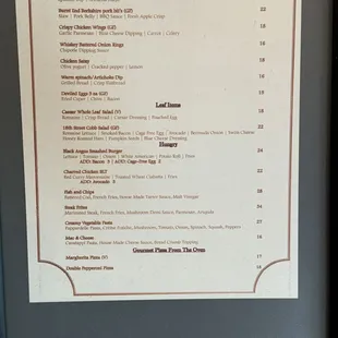 Dinner Menu
