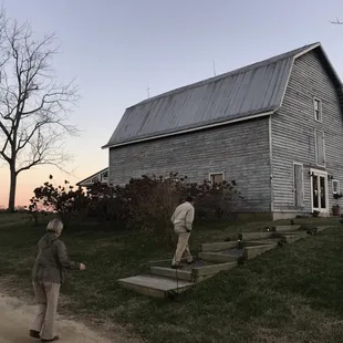 Beautiful sunset behind tasting room barn.