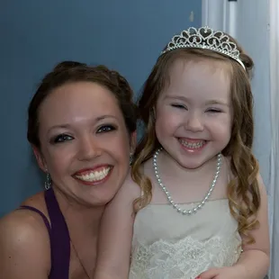 Nicole also did my other bridesmaid Renee&apos;s (on the left) hair. Loved her updue and it stayed in place throughout the wedding!