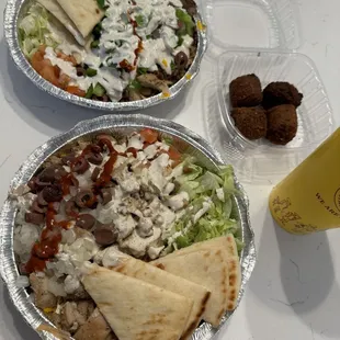 Regular Platter 4 - Pieces Falafel Jalapeos Olives Pita Bread Rice Coke