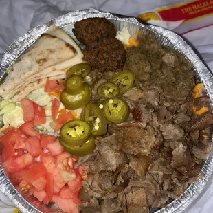 Beef Gyro &amp; Chicken with Falafel Platter