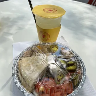 Chicken bowl and mint lemonade.