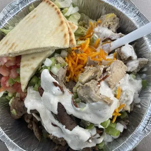 Rice portion was skimpy when served by the new guy and he also forgot forks. Noticed a black hair at the bottom. Just not my day.