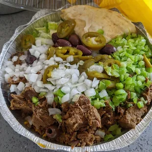 The new herbed beef in a regular platter with extra jalapenos and onions.