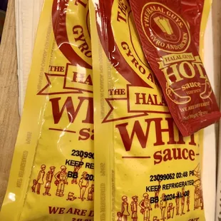 One white sauce and one red hot sauce is plenty for me