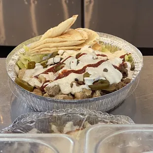 a bowl of food on a table