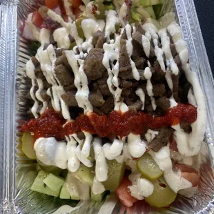 Gyro over salad