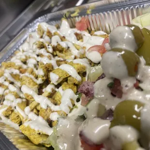 a salad and dressing