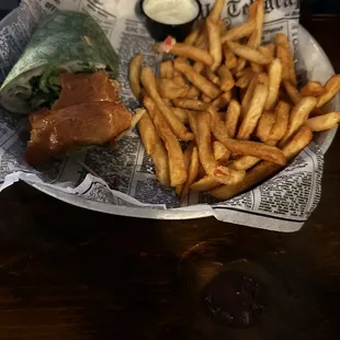 BLTTA wrap with fries and ranch