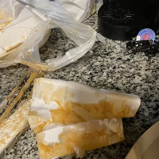 the contents of a sandwich on the counter