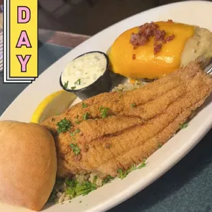 Catfish Pauline- Louisiana Style with a stuffed potato