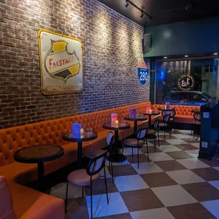 Booth seating out front