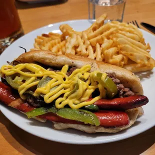 Chopped cheese hot dog!