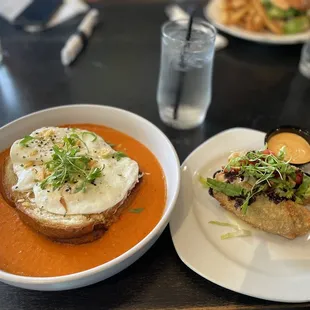 Grilled cheese and tomato soup & steak and cheese egg rolls
