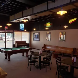 a billiard table and a pool table