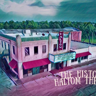 a painting of the historic haltom theater