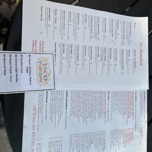 a table with a menu on it