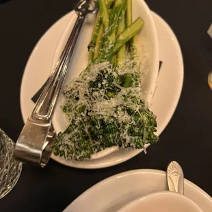 asparagus, asparagus, and grated parmesan