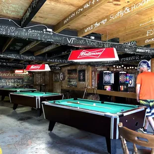 Billiard tables and game area.