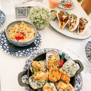 Oysters St Paul, Hampton Mac &amp; Cheese, Fish Tacos and Hampton Frosé