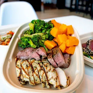 Custom meal with steak and chicken