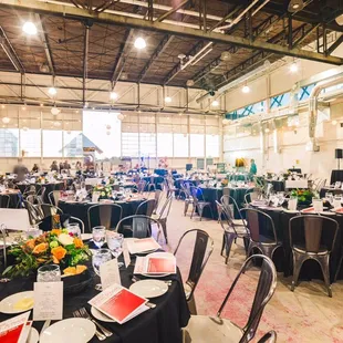 The Hangar can host seated dinners for 600 and standing-room events for up to 2,000 guests.
