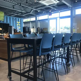 tables and chairs in the cafeteria