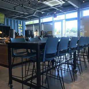 tables and chairs in the cafeteria