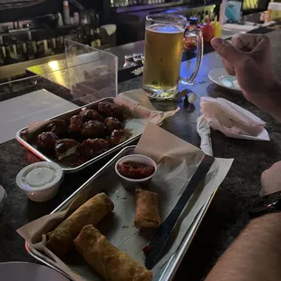 Pizza logs and boneless wings