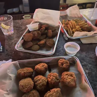 Boneless wings and fried pickles