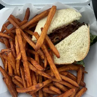 BLT with sweet potatoes fries