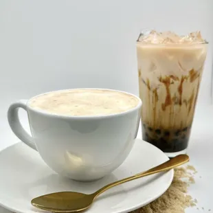 Brown sugar latte and iced brown sugar latte