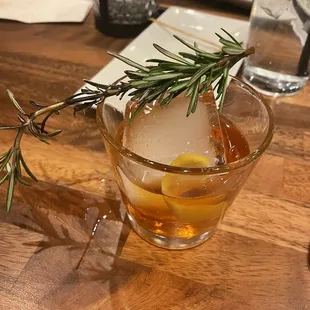 Smoked rosemary old fashioned