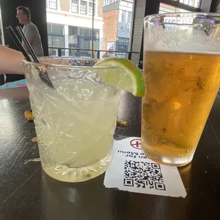 Seasonal (spicy) margarita and a Kona draft beer