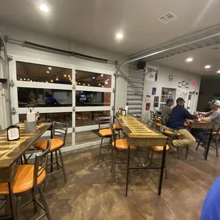 Dining area with rolling door for nice weather