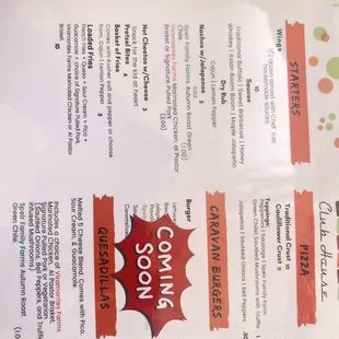 Menu as of 13 may 2023