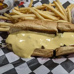 Julian&apos;s Philly Sandwich - smothered in queso (and delicious!!!)