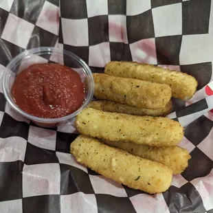 The best mozzarella sticks ever!  Perfectly breaded with herbs.