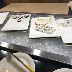 Sushi bar.  Imitation crab and cucumber. Nasty