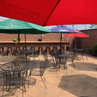 tables and umbrellas