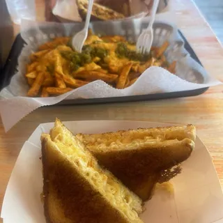 Seasoned Fries with Nacho Cheese and Jalapenos